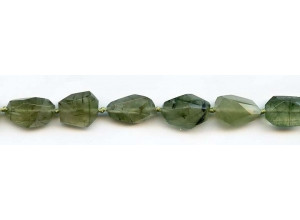 Green Rutilated Quartz 8-12x Faceted Flat Nugget