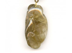 Rutilated Quartz 73x38 Carved Pendant