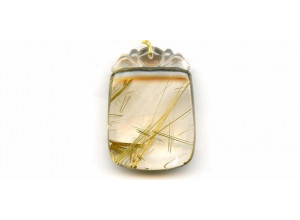 Brown Rutilated Quartz 41x30 Carved Pendant