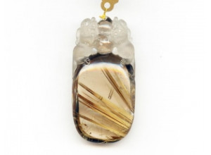 Rutilated Quartz 61x33 Carved Pendant