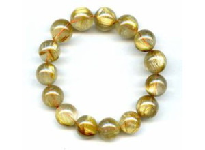 Rutilated Quartz 14-15mm Round Bracelet