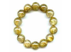 Rutilated Quartz 16-17mm Round Bracelet