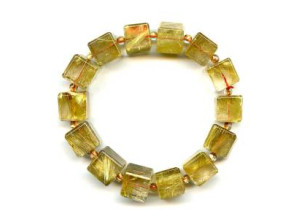 Rutilated Quartz 12-13mm Cube Bracelet