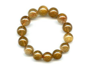 Brown Rutilated Quartz 15mm Round Bracelet