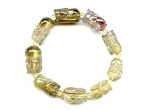 Rutilated Quartz 13-16mm Carved Pichiu Bracelet