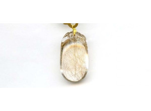 Rutilated Quartz 32x18 Carved Pendant