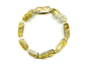 Rutilated Quartz 10-14mm Carved Pichiu Bracelet