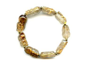 Rutilated Quartz 12-14mm Carved Pichiu Bracelet