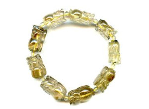 Rutilated Quartz 13-16mm Carved Pichiu Bracelet