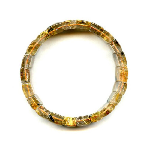 L4535-007B Rutilated Quartz <br>16-17mm Bracelet