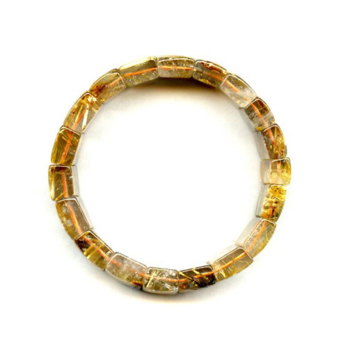 L4535-007D Rutilated Quartz <br>17-18mm Bracelet