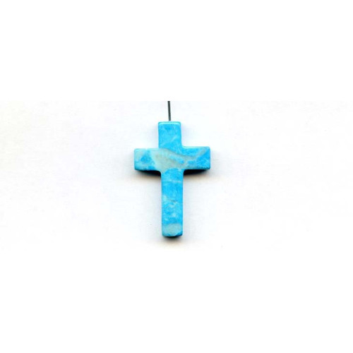 239-1137 Turquoise Howlite <br>30x20 Cross Pendant