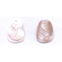 Pink Mother of Pearl 37x27 Carved Drop Pendant