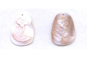 Pink Mother of Pearl 37x27 Carved Drop Pendant