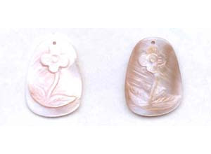 Pink Mother of Pearl 37x27 Carved Drop Pendant