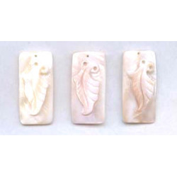 Pink Mother of Pearl 20x40 Carved Flat Rectangle Pendant