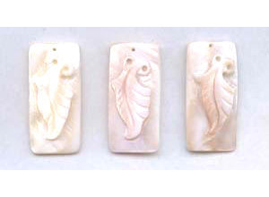 Pink Mother of Pearl 20x40 Carved Flat Rectangle Pendant