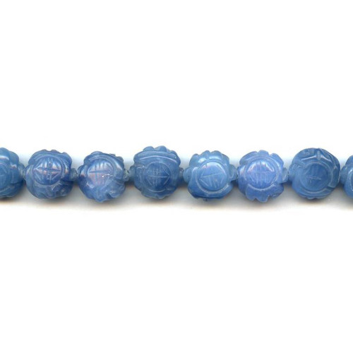 256-1080 Blue Agate <br>15mm Carved Coin