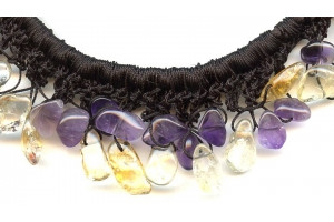 Citrine + Amethyst 9-16x Braided Necklace