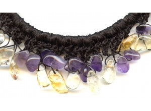 Citrine + Amethyst 9-16x Braided Necklace