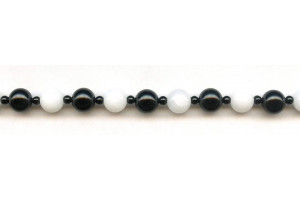 White Agate + Black Onyx 8mm Round