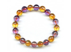 Amethyst + Citrine 9.5mm Faceted Round Bracelet