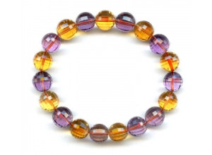 Amethyst + Citrine 11mm Faceted Round Bracelet