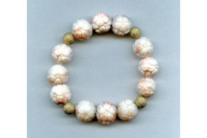 Pink Coral 13-15mm Carved Ball Bracelet