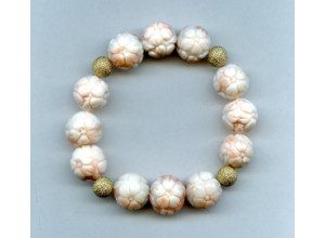 Pink Coral 13-15mm Carved Ball Bracelet