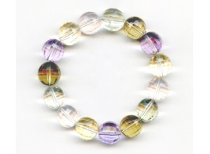 Mixed Quartz 13mm Faceted Round Bracelet