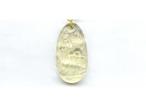 Lemon Quartz 40x22 Carved Pendant