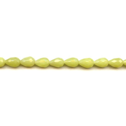 264-1054 Olive Jade <br>8x12 Faceted Teardrop