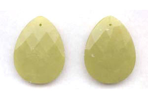 Olive Jade 35x45 Faceted Flat Pear Pendant