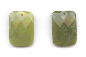 Olive Jade 28x40 Faceted Rectangle Pendant