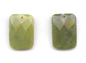 Olive Jade 28x40 Faceted Rectangle Pendant