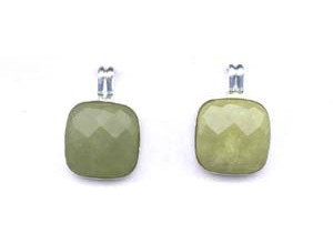 Olive Jade 22x22 Square Bezel Pendant