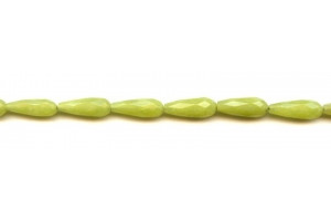 Olive Jade 6x16 Faceted Teardrop