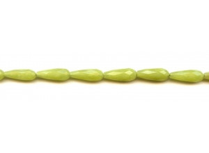 Olive Jade 6x16 Faceted Teardrop