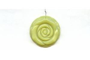 Olive Jade 35mm Flower Pendant