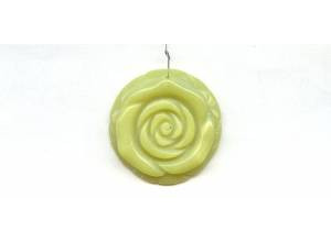 Olive Jade 35mm Flower Pendant