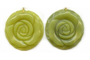 Olive Jade 45mm Flower Pendant