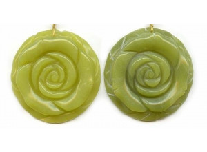 Olive Jade 45mm Flower Pendant