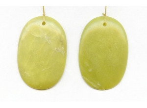 Olive Jade 50x34 Flat Oval Pendant