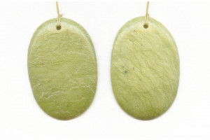 Olive Jade 50x34 Flat Oval Pendant