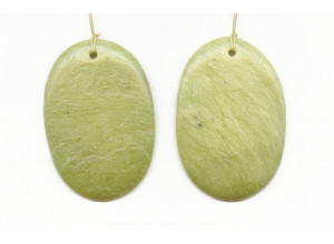 Olive Jade 50x34 Flat Oval Pendant