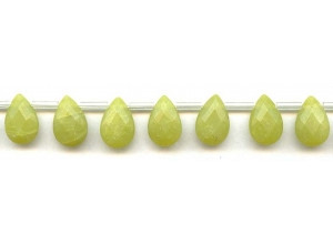 Olive Jade 10x15 Flat Pear Briolette