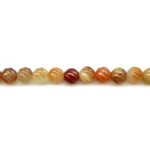 265-1302 Natural Carnelian <br>10mm S-Corrugated Round