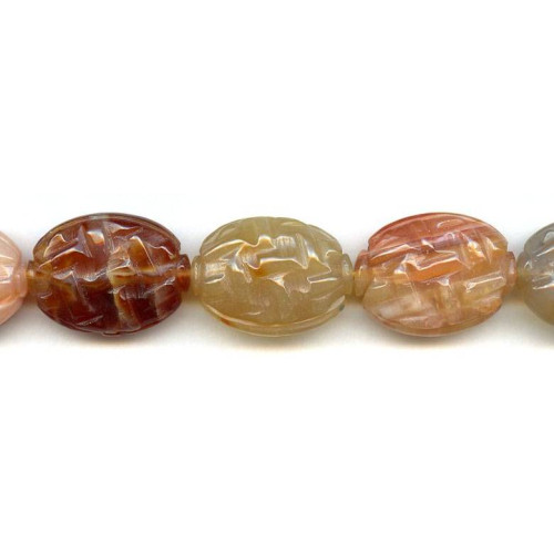 265-1303 Natural Carnelian <br>22x30 Carved Flat Oval