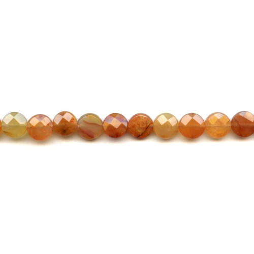 265-1314 Natural Carnelian <br>10mm Faceted Coin