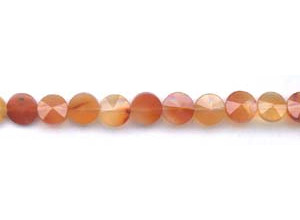 Natural Carnelian 10mm Faceted Coin